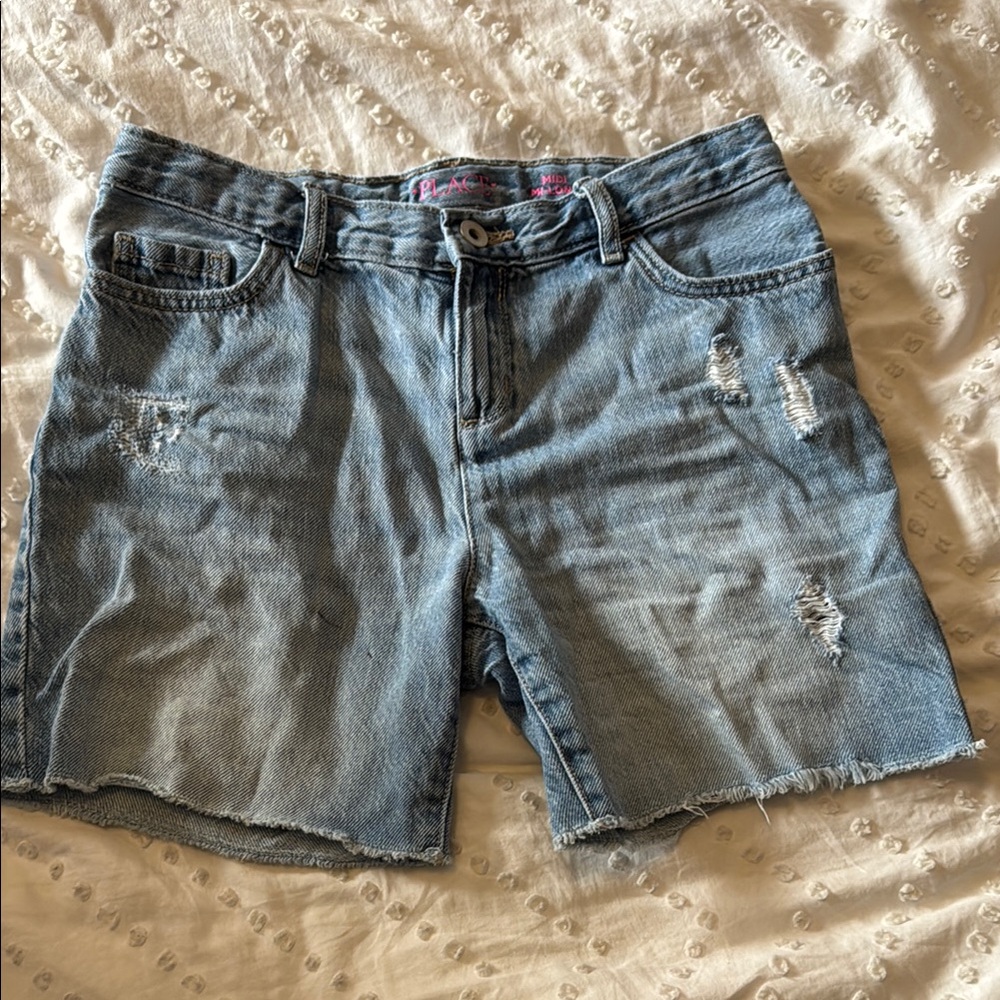 Distressed Blue Denim Shorts - Picture 5 of 7